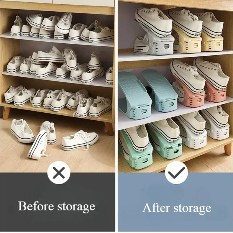 Shoe Organizer 1/6Pcs Adjustable Double Layer Stack Holder For Closet