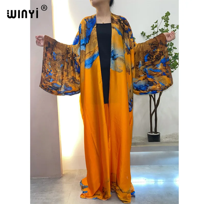 2022 WINYI 아프리카 패션 비키니, 스위트 레이디, 뉴 파티 가디건 스티치, 섹시한 보호 여름 프린트, 휴일 아프리카 긴팔 기모노