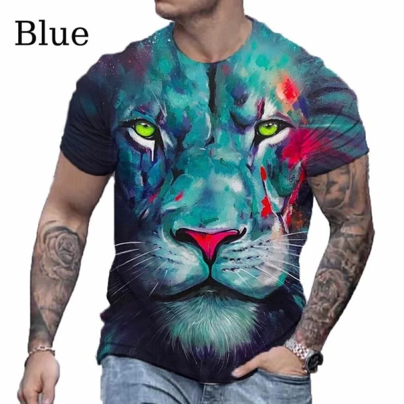 

Novelty Graphics Lion 3D Printed T Shirt Casual Short Sleeve T-Shirts Funny Tees