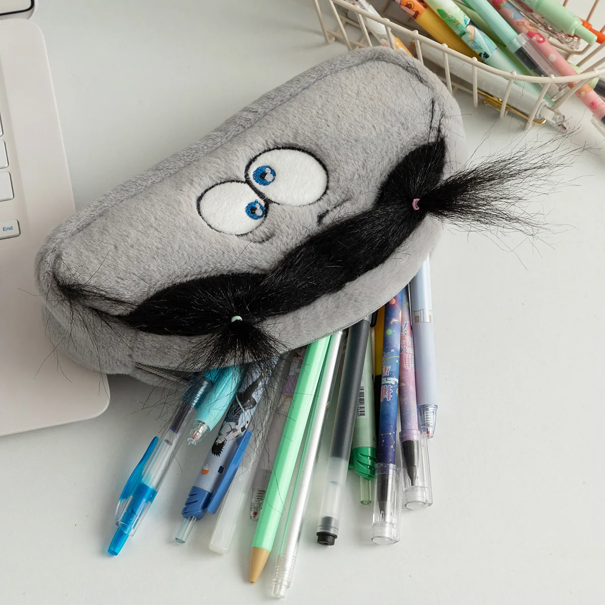 New Funny Cartoon Stationery Bag Large Capacity Plush Pencil Case Trendy Ins Style Student Pens Storage Zipper Bag