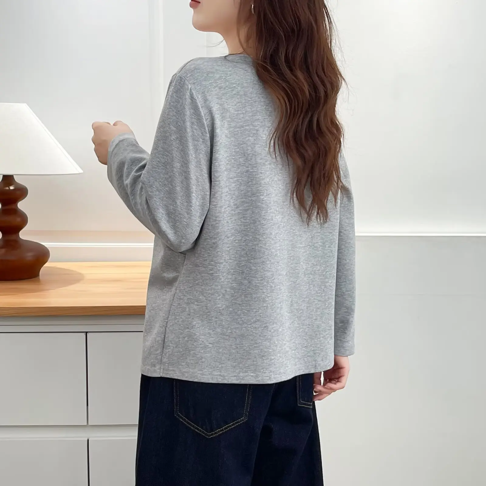 XXXXL Fashion Plus Size Women's T-Shirt Autumn Fake Two Pieces Stylish Long Sleeved Tops Casual 2516