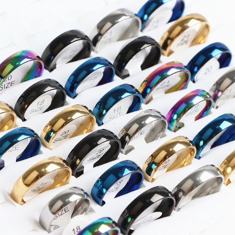 20/30/50 teile/los Mode Mehrfarbige Verschiedene Stil Edelstahl Ringe Für Frauen Männer Hochzeit Liebhaber Party Geschenk schmuck Großhandel – Detail 10