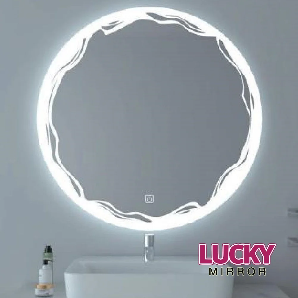 Wall-Mounted Mirror Decoration Round LED Bathroom Mirror With Defogger and Bluetooth
