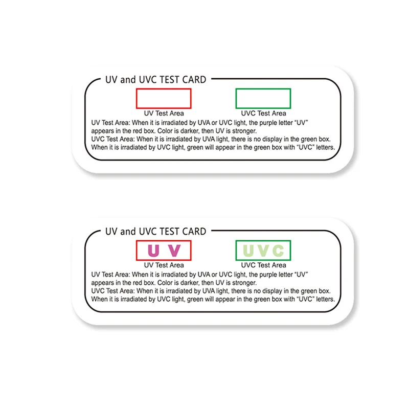 Tarjetas de prueba de esterilización ultravioleta, luz UVA, UVC, luz indicadora de longitud de onda, accesorios de prueba UV, 10 unidades