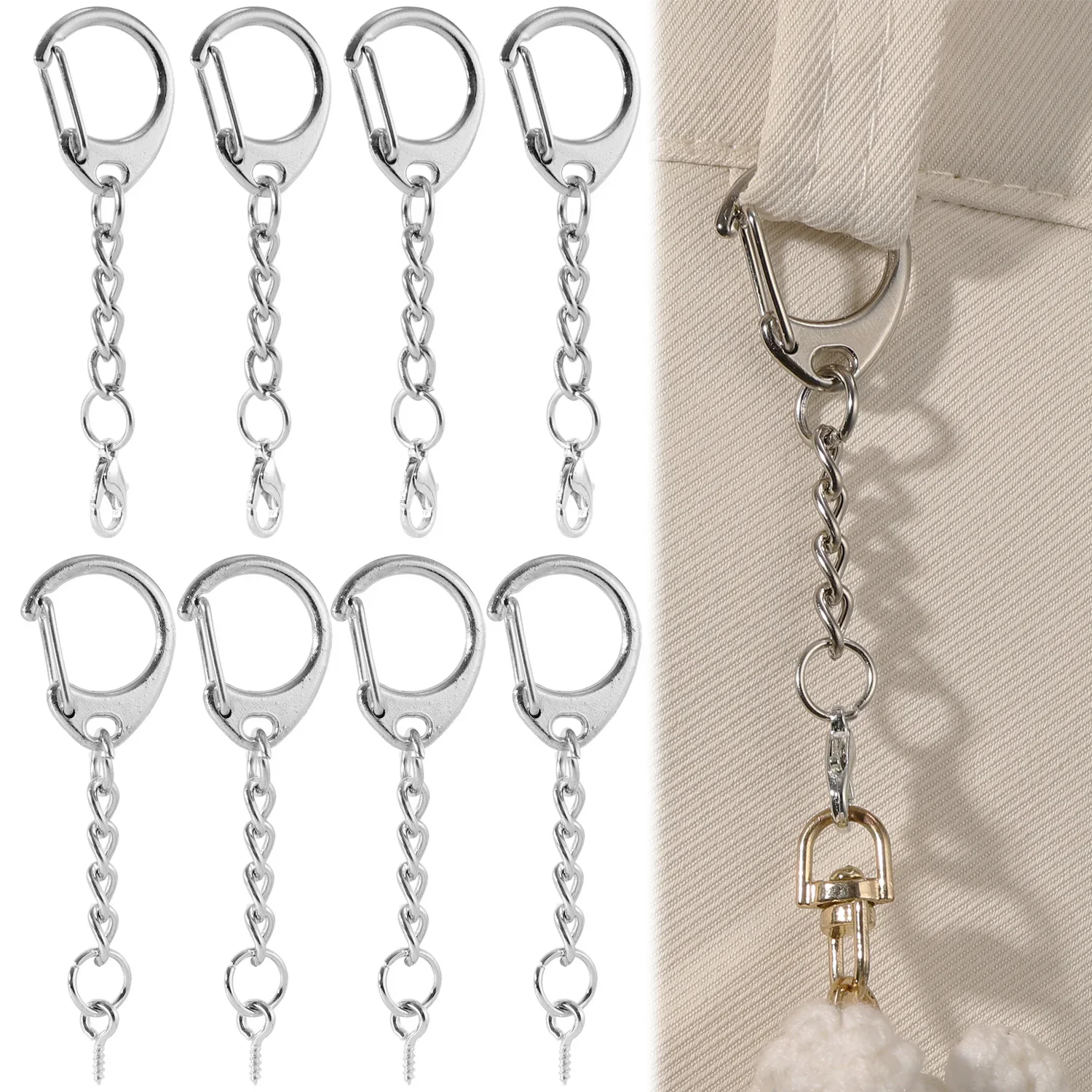 10/100 Stück Karabinerhaken Schlüsselringe C-Form Verbindungshaken DIY Schmuckherstellung Zubehör Silber Gold Schlüsselanhänger Accessoires – Detail 5