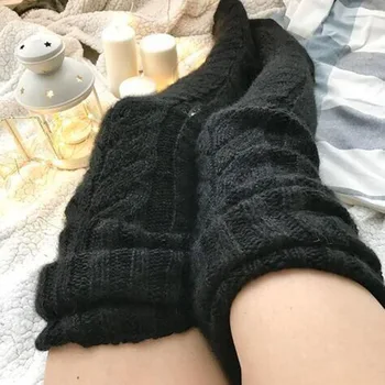 Donna Inverno Caldo Traspirante Mutande Lunghe Mohair Lunghezza al Ginocchio Maglia di Lana Stretch Calzini Alti Scaldamuscoli Femboy Vestiti Kawaii 1
