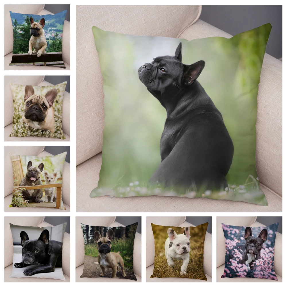 

Home Decor Cute Pet Mini French Bulldog Pillowcase Sofa Car Decoration Animal Dog Cushion Cover Printed Pillowcase 45x45cm