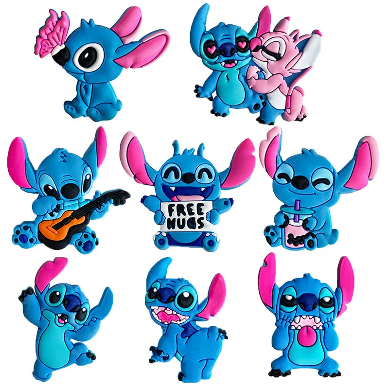 

1-8PCS MINISO Disney Stitch Shoe Charms PVC Cartoon Characters Stitch Shoes Accessories Decorations For Clog Sandals Buckle