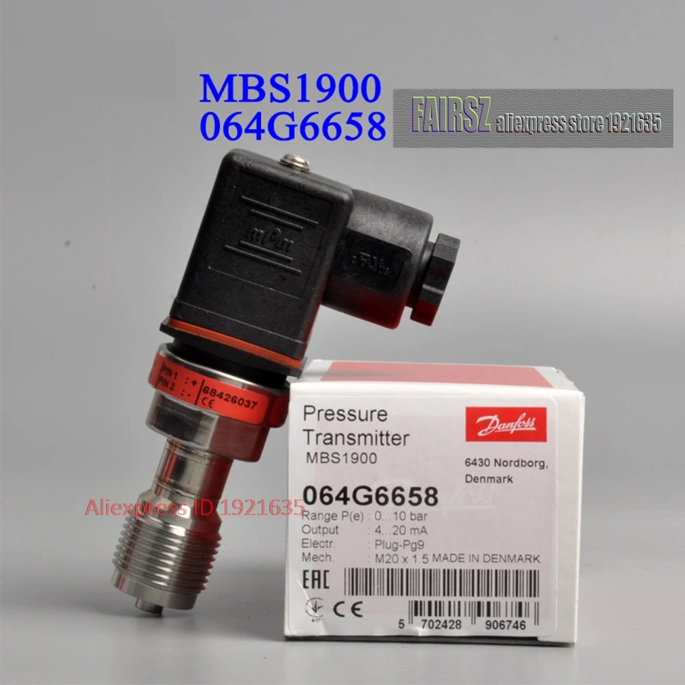 Original DAN.FOSS Pressure Transmitter Sensor MBS1900 064G6658 0-10Bar FAIRSZ STORE