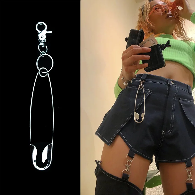 Grande Portachiavi A Spilla Da Balia Vintage 14 Cm - Accessorio Unisex In Metallo Per Cintura, Borsa, Pantaloni - Stile Punk, Gotico, Hip Hop