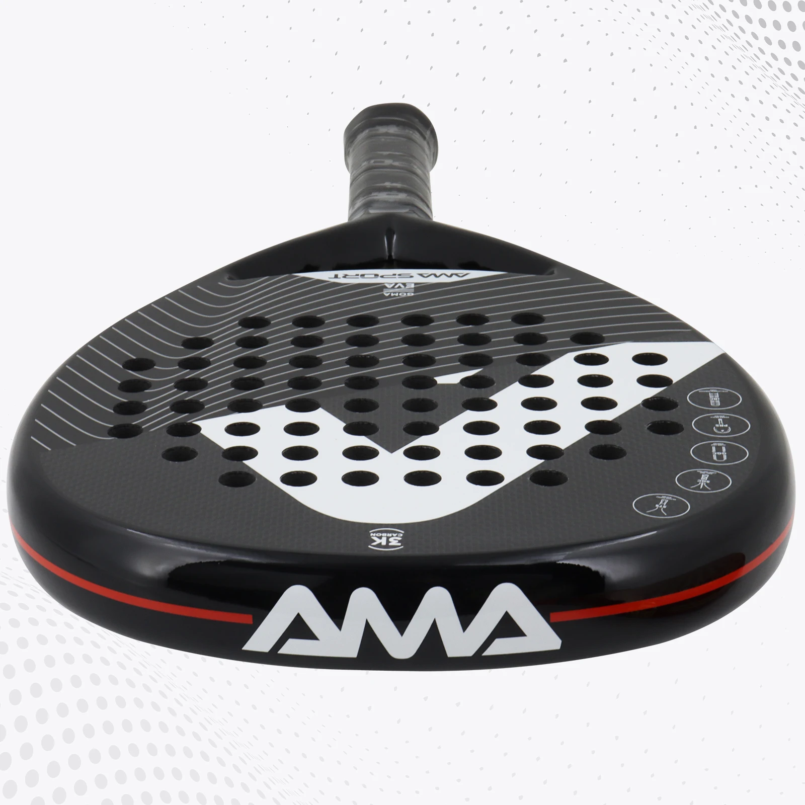 AMA Sport Padel Racket 3K Carbon Fiber-Paddle Racket for Adults-EVA Memory Foam-Ultra Light Tennis Racquet with Protection Tape