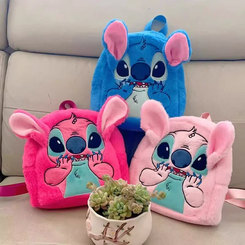 Disney Stitch Plush Backpack Cartoon Fashion 3d Mini Women's Backpack Large Capacity Cute Children's Schoolbag plush backpack