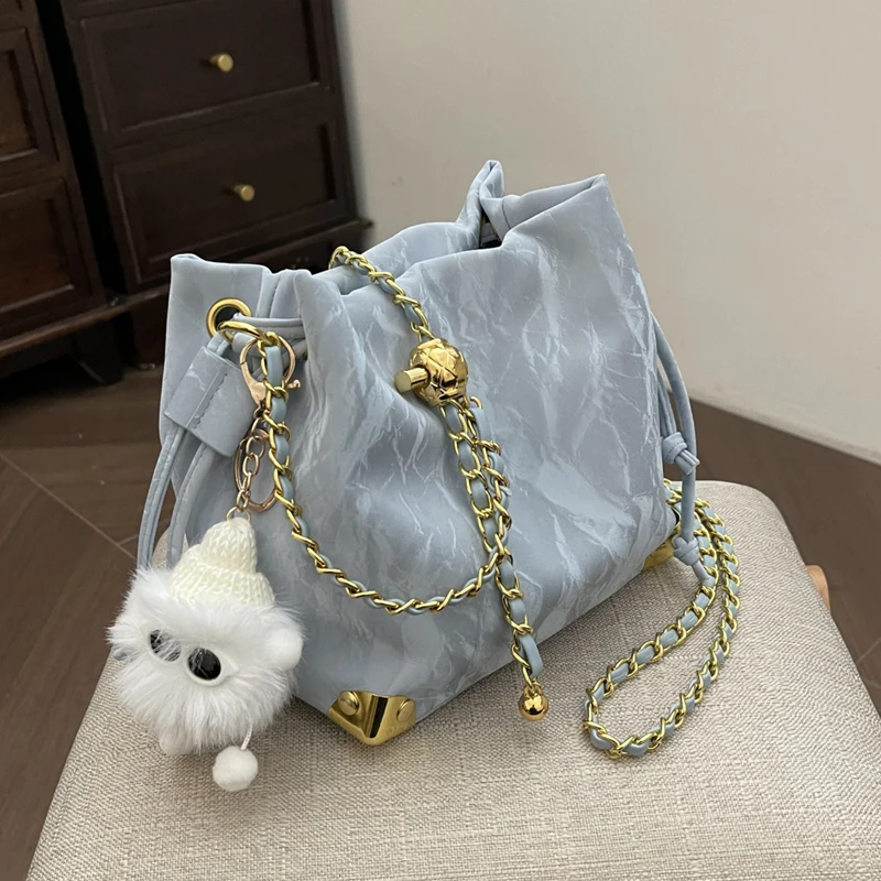 

Женская сумка-мешок через плечо, с цепочкой, в стиле ретро