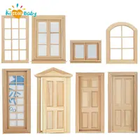 1/12 Dollhouse Miniature Door Window Frame Unpainted Doll Wood External Single Door Unpainted Diy Door 1