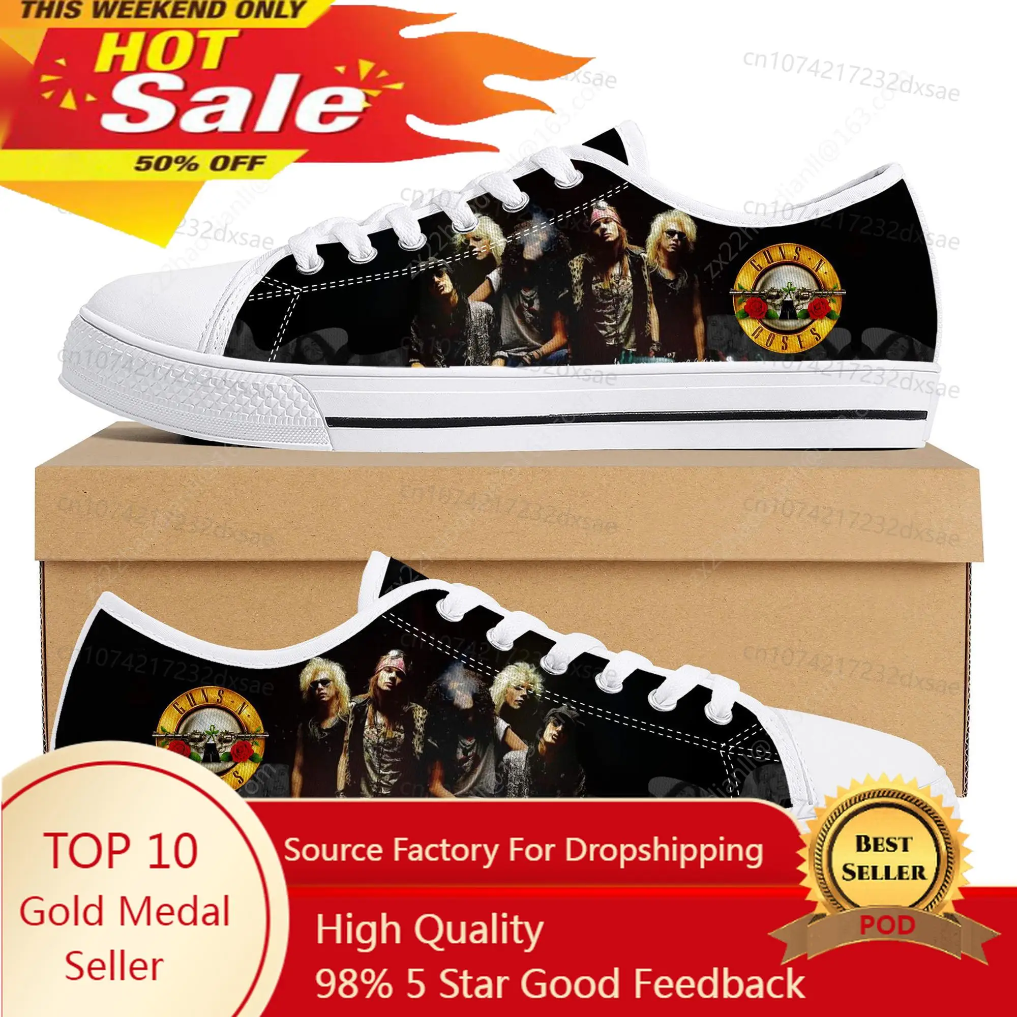 

Guns N Roses Heavy Metal Rock Band Low Top High Quality Sneakers Fashion Lightweight Canvas Shoes Men Women Casual Board Shoes