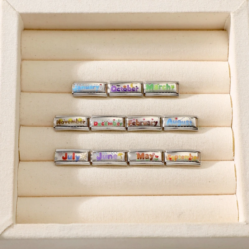 Fashion Colorful 12 Months Italian Charm Links Bracelet