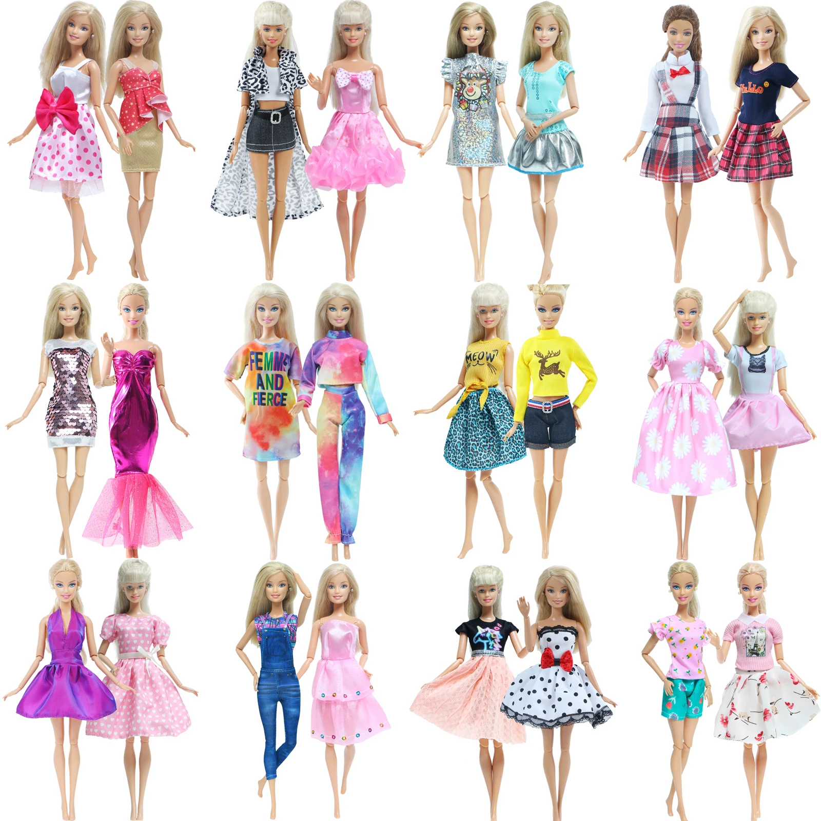 Bjdbus roupas de boneca fashion para boneca barbie, roupa diária