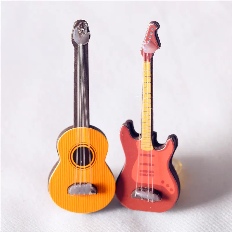 Dollhouse Miniature Guitar Model Toy Instrument Home Decoration Wood Craft Kids Gifts miniature figurines miniature ornament miniature duck figurines