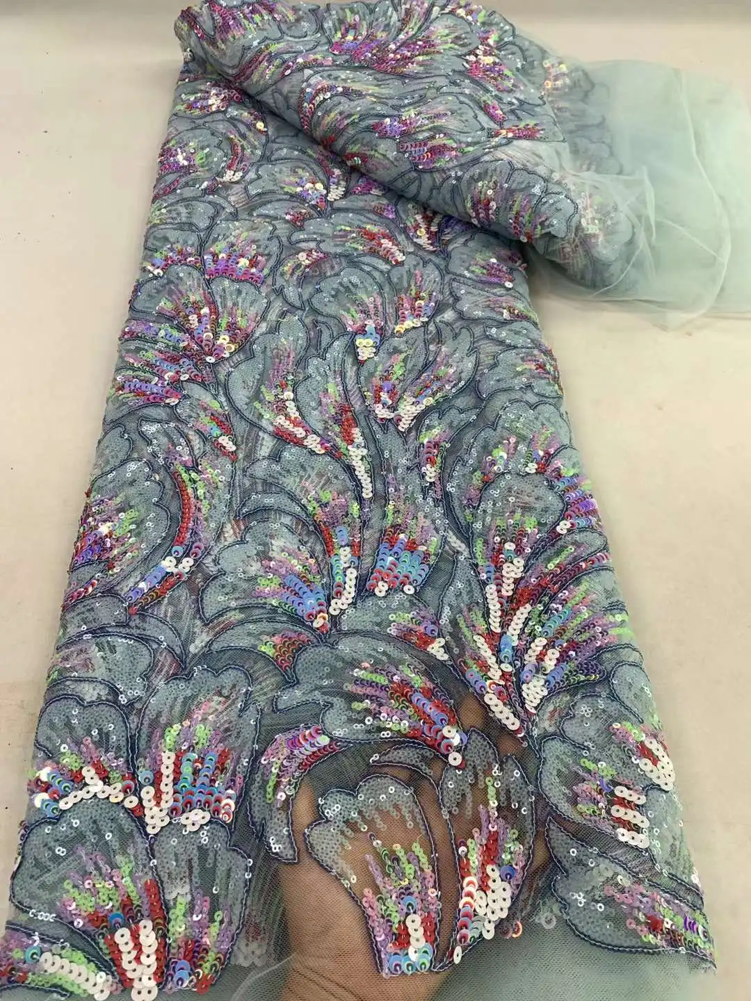 

Африканская кружевная ткань с блестками 2024, Высококачественная новейшая нигерийская французская Тюлевая кружевная ткань для шитья свадебных платьев