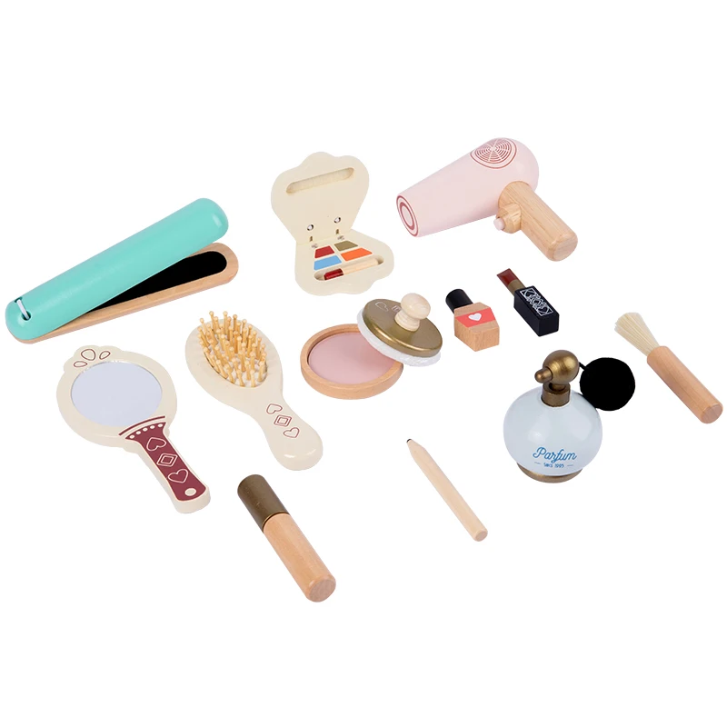 Girls Wooden Simulation Kid Makeup Set Children Girls Game Lipstick Beauty Bag Montessori Education Play Cosmetic Case Gift Toys 4