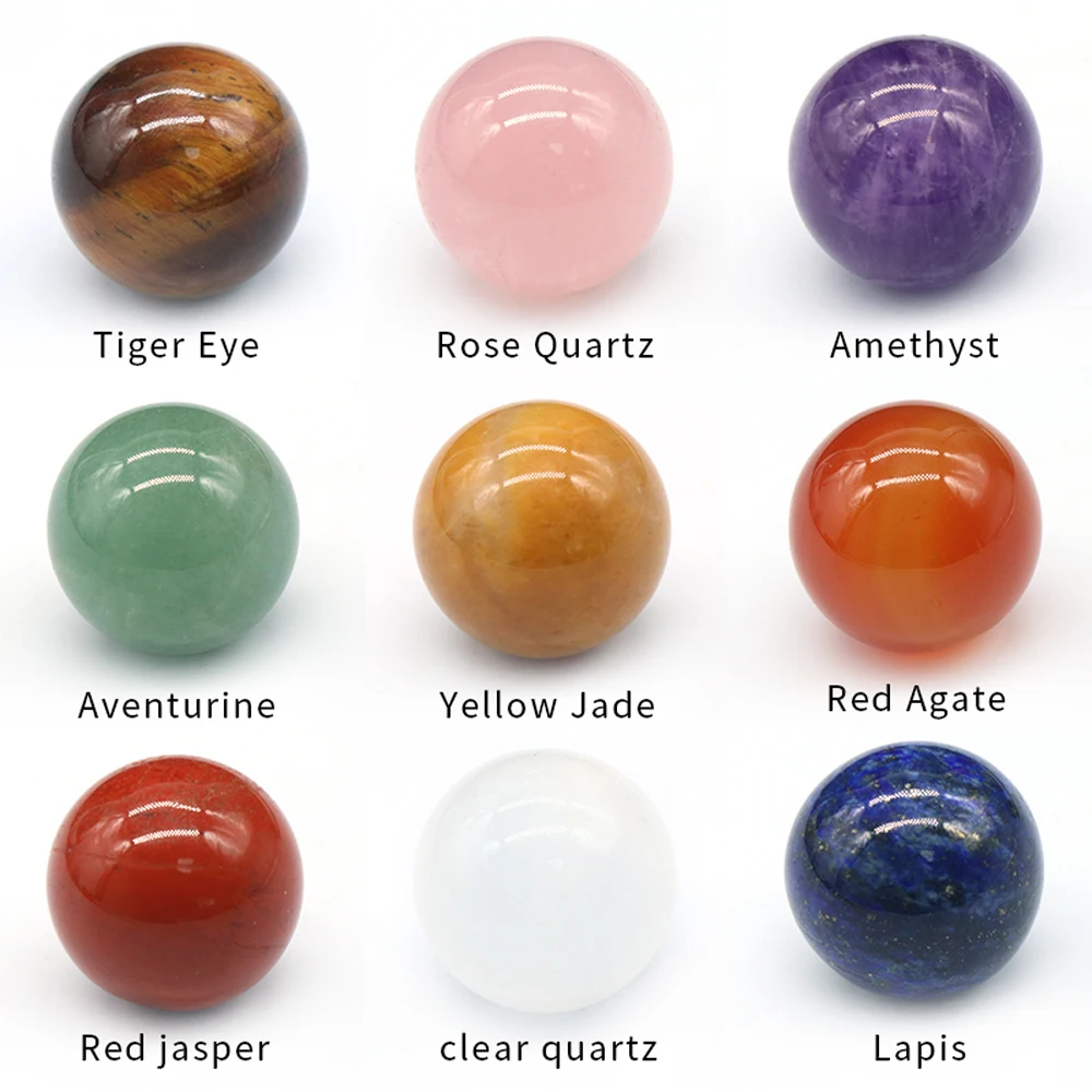 Description Picture 2 of item1pcs Natural Quartz Gemstone Round Ball Crystal Healing Stone Chakra Sphere Rock Stones Decor Diy Beads For Jewelry Accessories