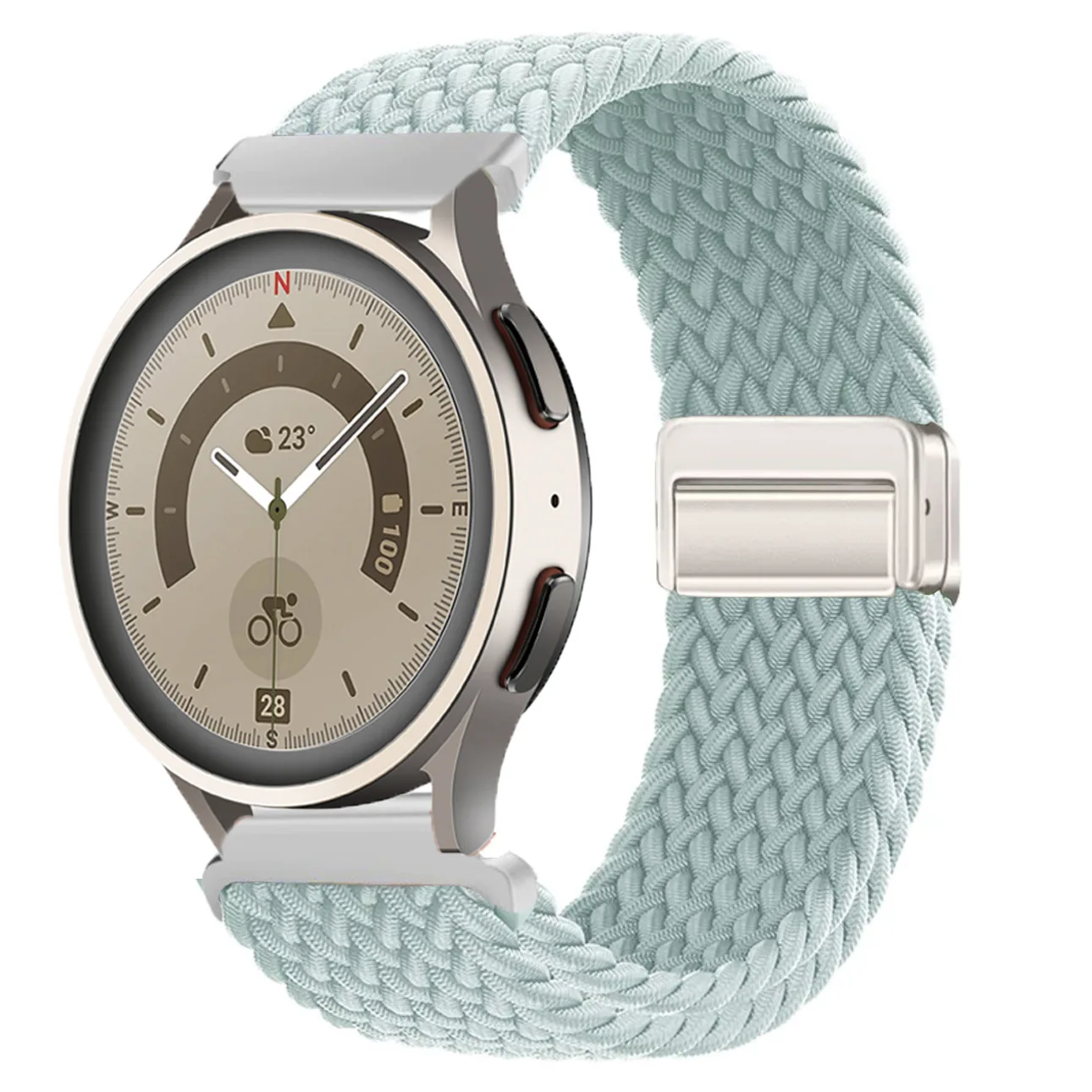 Sleek Silver Magnetic Buckle Nylon Braided Loop Watch Strap - 18mm/20mm/22mm Adjustment Options