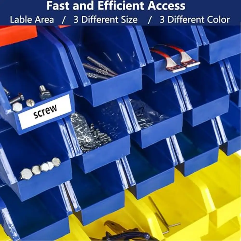 Steel Frame 90 Parts Bin Rack System with Lockable Casters Label Area Space-Saving Design Mobile Organizer Shop Storage Bin Rack