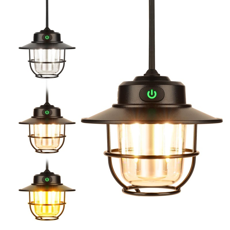 LED Lamp Portable Camping Lantern USB Rechargeable Retro Hanging Tent Light Waterproof Outdoor Emergency Lamp for Hiking Lights