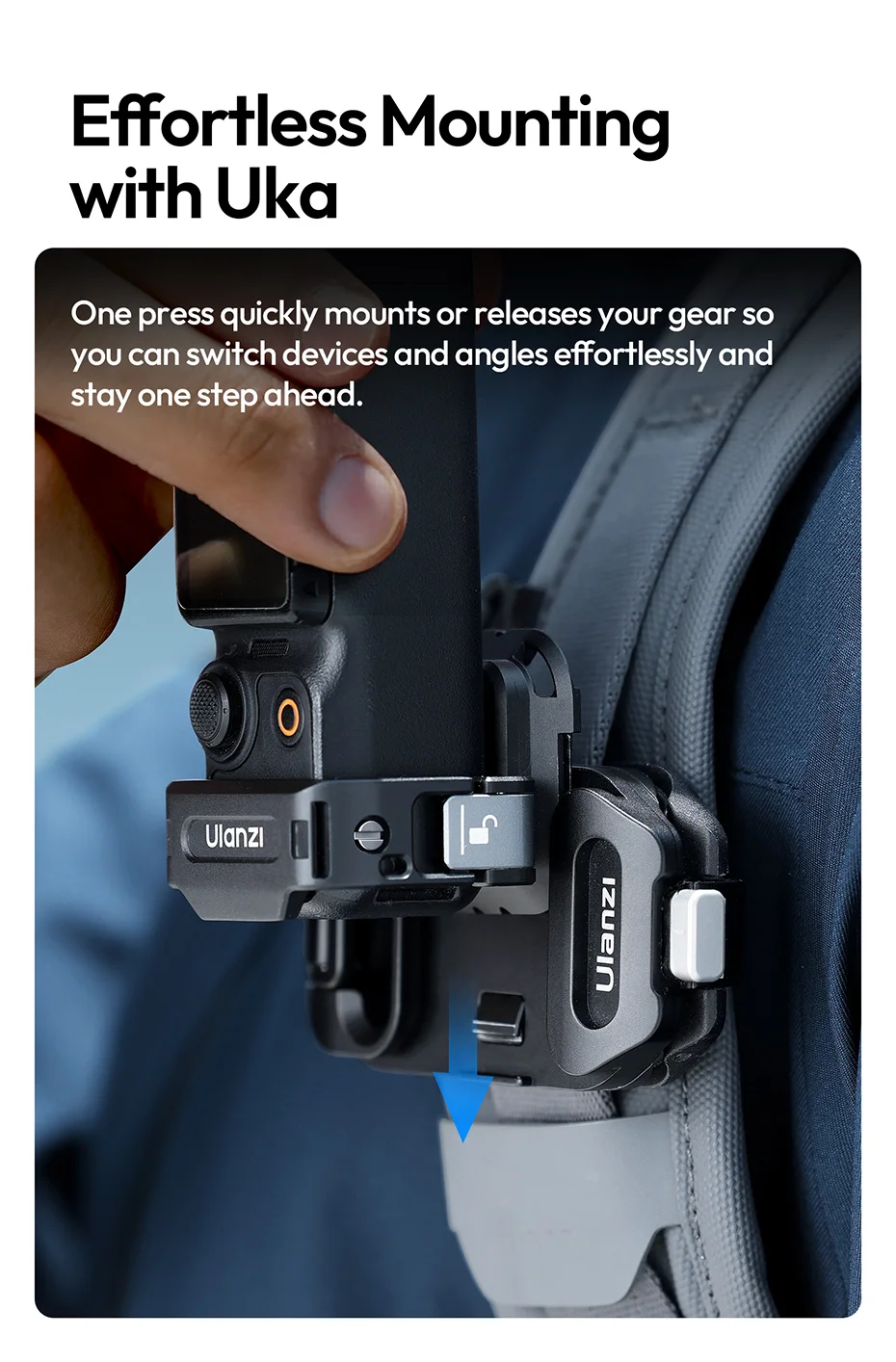 Expansion Adapter for DJI Pocket 3 Metal Adapter for Camera Tripod Backpack Clip
