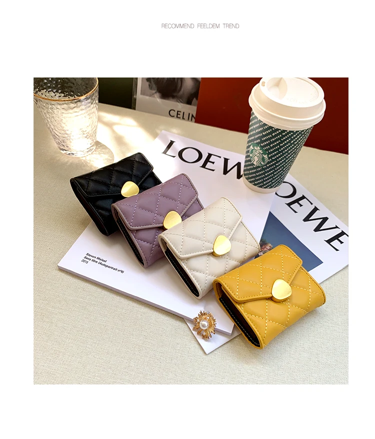 Genuine Leather Short Card Bag Women's Lingge Small and Exquisite Japanese and Korean Cowhide Multi-card Credit Card Bag Wallets