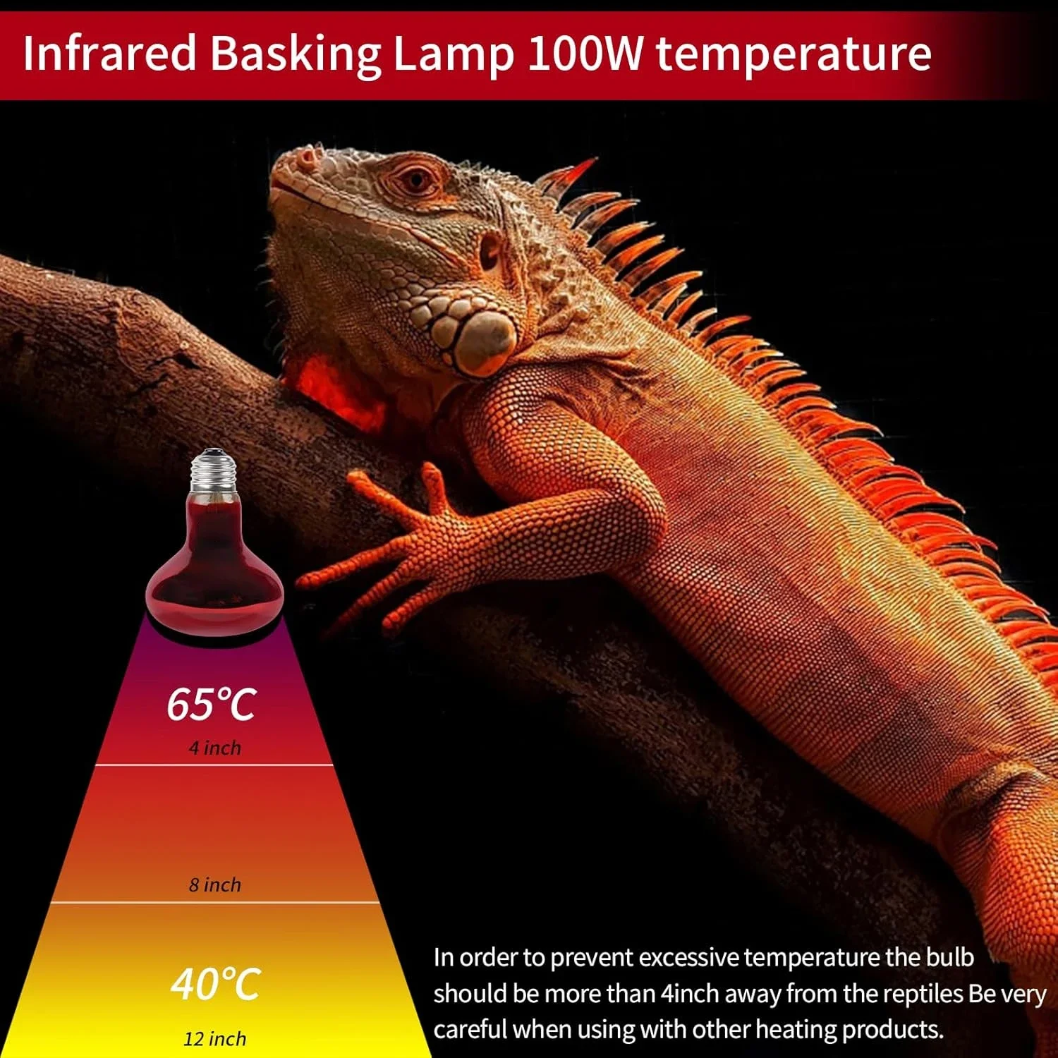 UVA Basking Bulb Reptile Sunlight Infrared Heating Lamp Amphibian Heating Light Terrarium Supplies for Turtle Lizard Snake 100W