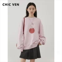 CHIC VEN Women's Sweatshirts Design Casual Round Neck Cartoon Print Loose Female Pullover Spring Autumn 2024 1
