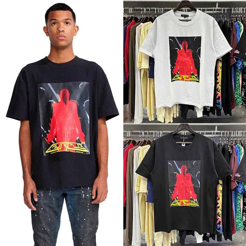 

SS White Black PURPLE Short Sleeve Men Women 1:1 Red Human Printed Tees Casual Loose Cotton Tops Fashion Streetwear T-shirts