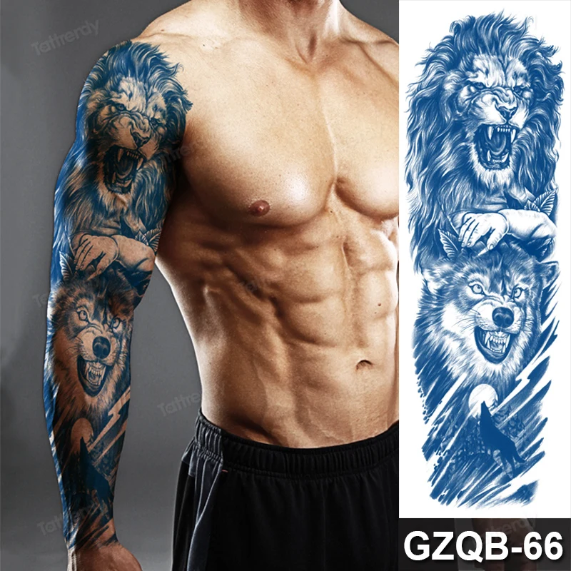 3 Sheets Herbal Semi-Permanent Waterproof Tattoo Full Arm Sleeve Juice Lasting 2 Weeks Realistic Body Art Men Tattoo Stickers