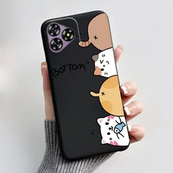 Aesthetic Cartoon Cat Black Soft Silicone Shockproof Phone Case Bumper for Oukitel C53 (HEI - TPU401)