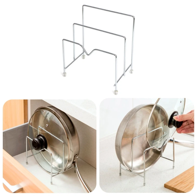 

Stainless Steel Pot Lid Rack Pan Cutting Board Holder For Kitchen Dropship