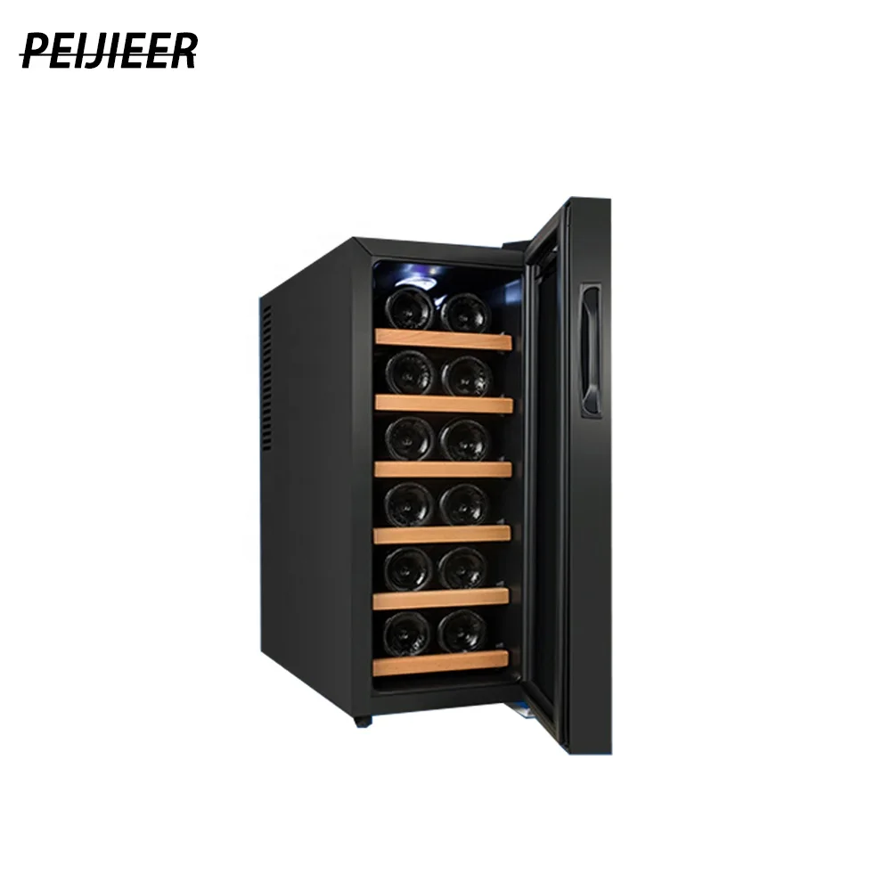 Black 32L 12 Bottles Glass Door Beverage Wine Coolers