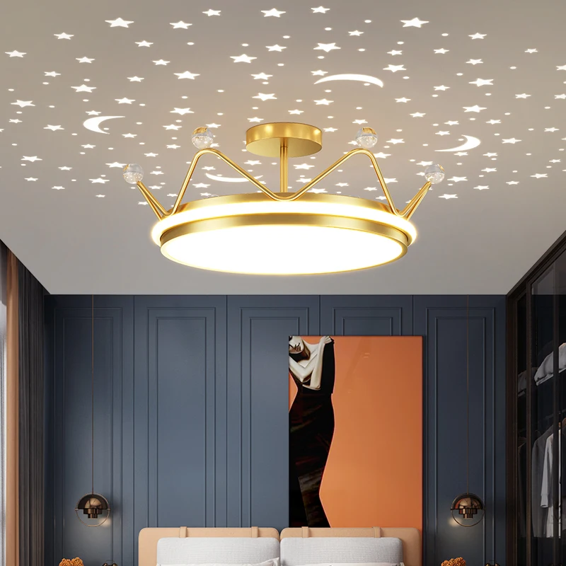 

Nordic Led Chandelier Bedroom Study Children's Room Gypsophila Crown Chandelier Modern New Home Indoor Lighting