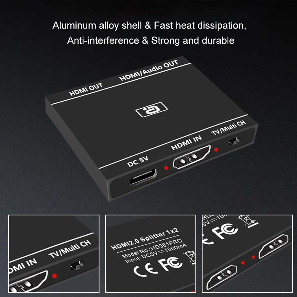 Hdmi 2.0b 1x2 й 4K @ 60HZ UHD 1 In 2 Out, HDMI ȣȯ   HDCP Crack 7.1CH Dolby Atmos PS TV ڽ