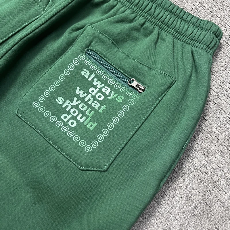 High Street Green Sweatpants ADWYSD Pants Sunroll Fleece Zipper Pocke Cleanfit Casual Trousers T Men Women 3