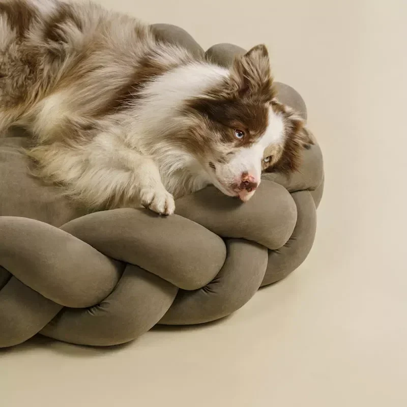 45-60cm Twist Shape Mat Luxury Dog Bed With Removable Cover Dog Cat Cushion Bed