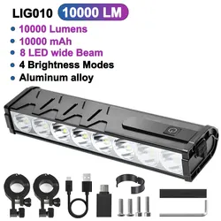 High-Lumen Waterproof Bicycle Front Light with USB Charging - >8000 Mah (LIG010)
