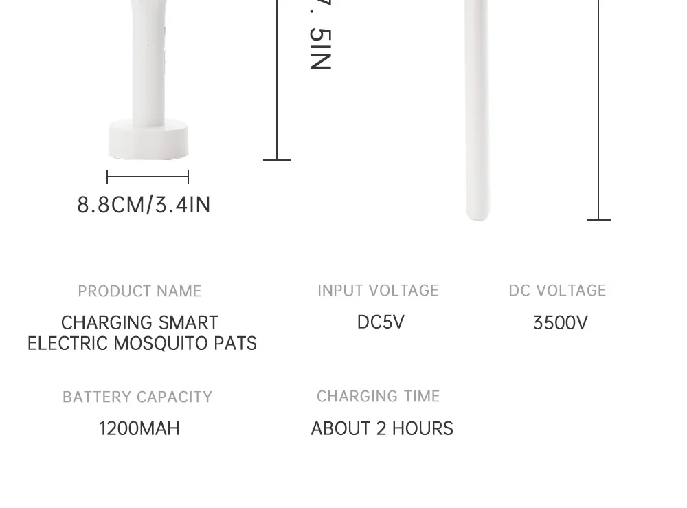 3500V 5 in1 Mosquito Killer Lamp Multicunctional Angle Adjustable Bug Zapper Electric USB Rechargeable Mosquito Fly Bat Swatter