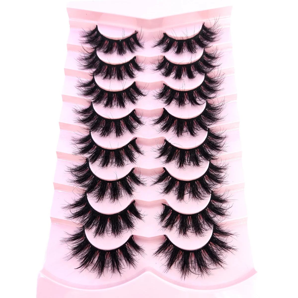 HBZGTLAD 5/8 Pairs of Natural Russian Striped Mink Lashes 3D False Lashes Volume Wavy False Lashes Eyelash Extensions Makeup