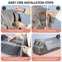 3 in 1 Diaper Bag Backpack with Foldable Baby Bed USB
