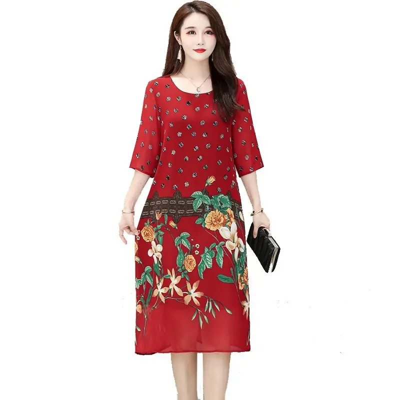 Vestido de Verão Novo Feminino Floral Impressão Chiffon Vestido Casual O-pescoço Manga Curta Vestidos Soltos Longo Tamanho Grande 2022 7 Computers & Electronics