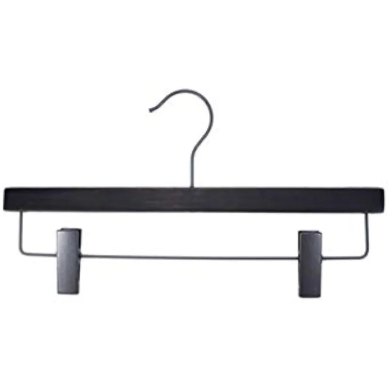

NAHANCO 20714RC 14” Flat Wooden Pant Skirt Hanger with Gunmetal Hook and Clips, Premium Espresso Finish (Pack of 100)