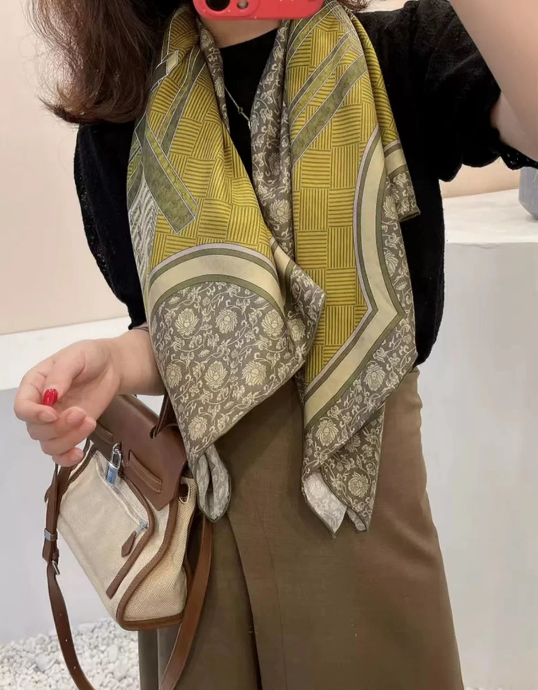 premium mulberry silk scarf refined edge detail