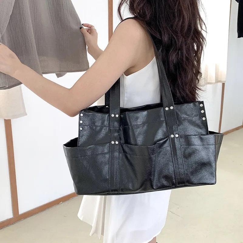 

Винтажная женская сумка, большая емкость, мягкая женская повседневная сумка для путешествий, модная большая сумка-тоут в стиле Y2K