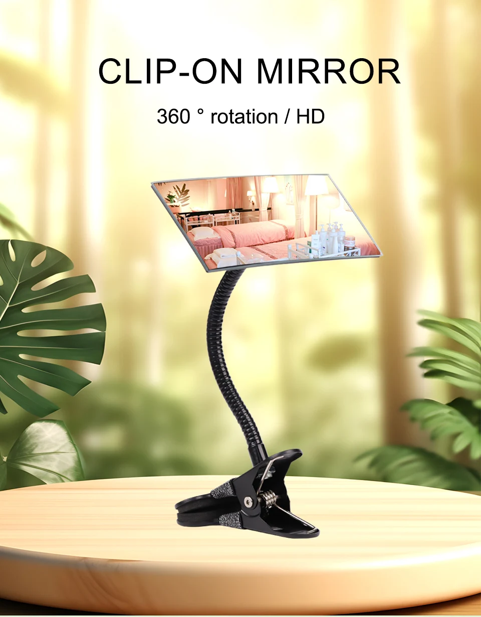 Wimpernverlängerung Salon Lampe Make-up Spiegel Clip auf Computer Schreibtisch Wimpern Zubehör Beauty Tool Spiegel Universal Rückspiegel – Detail 2